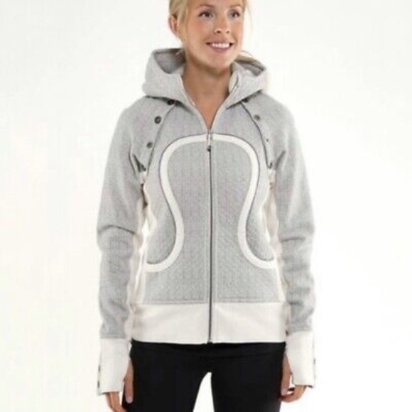 Lululemon Scuba Hoodie Special Edition Ghost Herringbone Detachable Sleeves - Picture 1 of 12